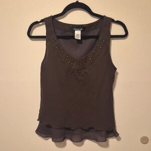 JONES NEW YORK Brown Silk Sleeveless Blouse - S